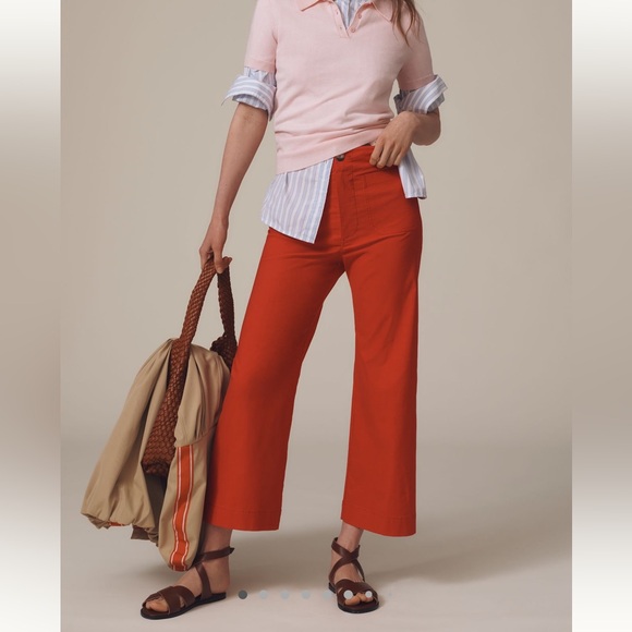 Anthropologie COLETTE Cropped Wide-Leg Pants Maeve Magic Fabric 16W Red NWT - Picture 2 of 15